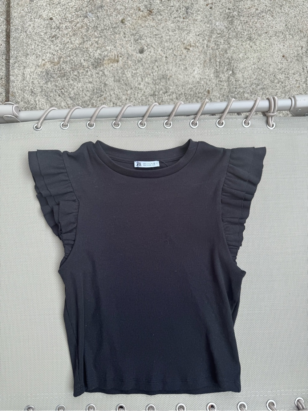 Zara Black Ruffle Sleeve Tank Top